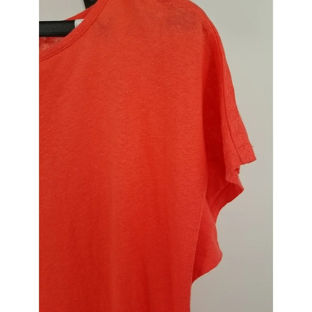 Michael Kors Women's Woven Side Tie Short Sleeve Tee Peach Sz Small‎